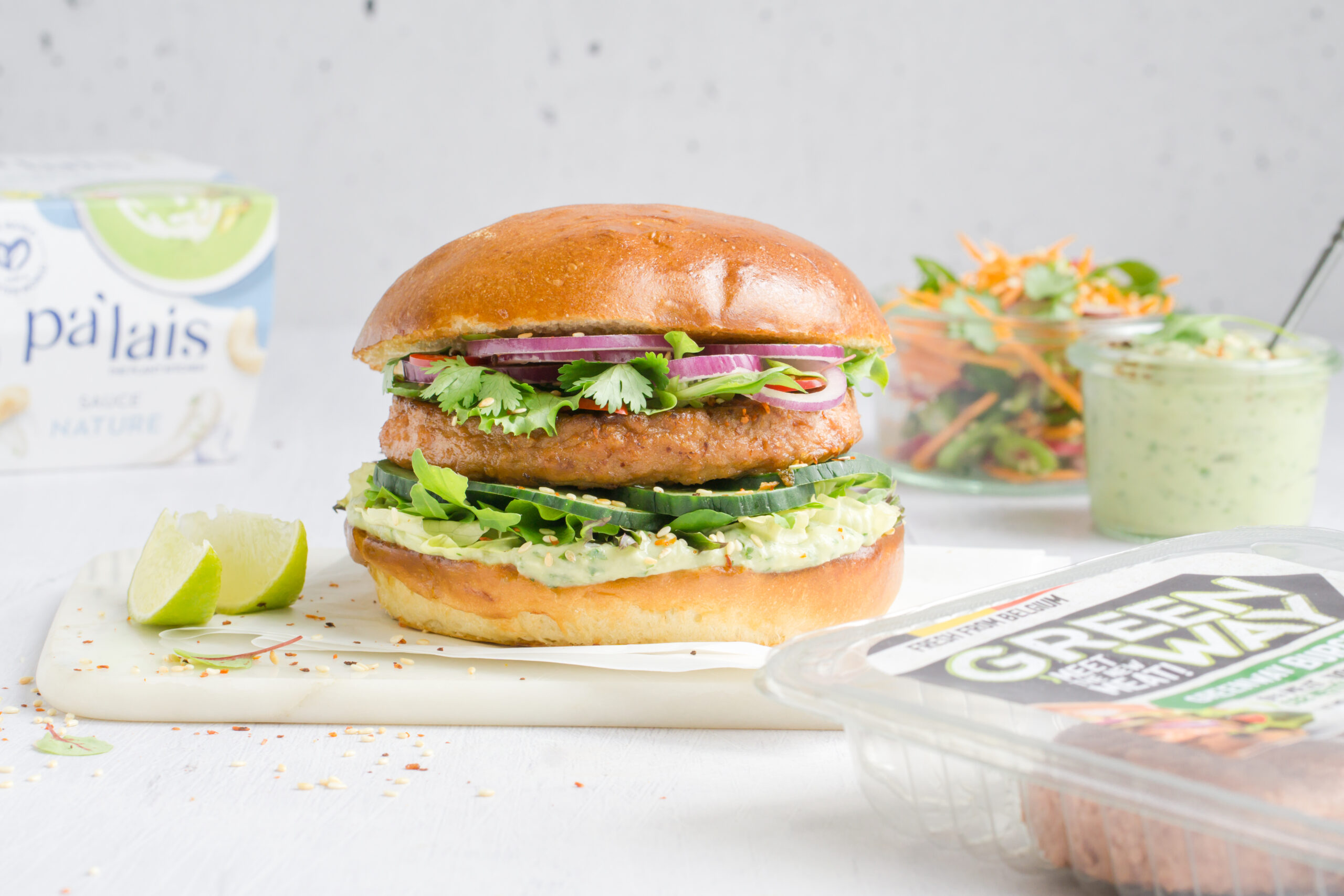 Pa'lais Asian Style Burger with Creamy Avocado Dressing